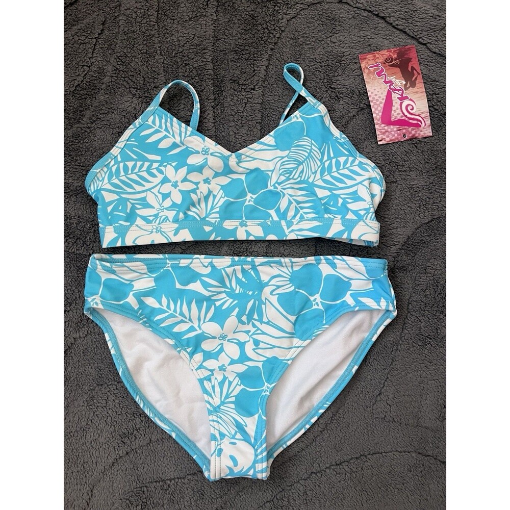 New Girls Kanu Surf Swimsuit 2 Piece Blue Size 10